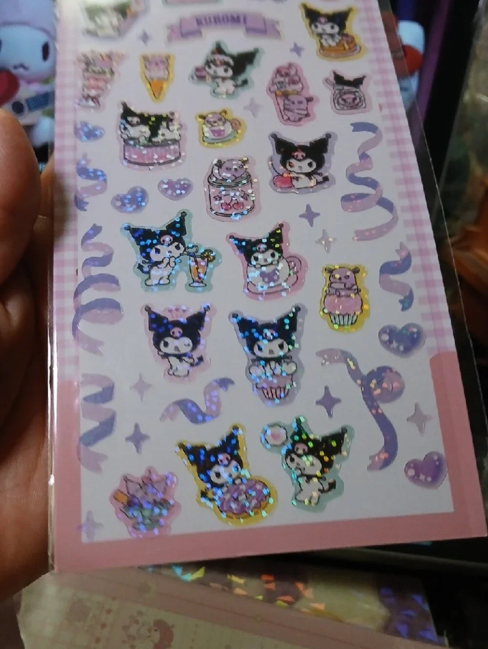 Kuromi Holographic Sticker Sheet - Pink Accents